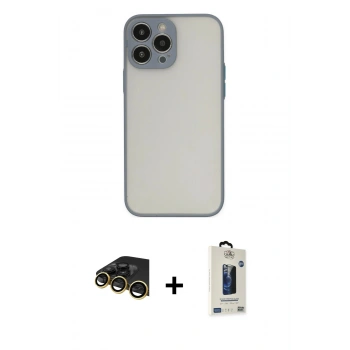 MARSİLYAN™- iPhone 14 Pro Max Kılıf Ahenk Çizgi Serisi - Siyah Bilvis Hayalet Cam Ekran Koruyucu + Raze Metal Kamera Lens - GD