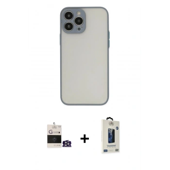 MARSİLYAN™- iPhone 14 Pro Max Kılıf Ahenk Çizgi Serisi - Siyah Bilvis Hayalet Cam Ekran Koruyucu + Bilvis Titan Kamera Lens - GS