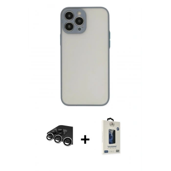 MARSİLYAN™- iPhone 14 Pro Max Kılıf Ahenk Çizgi Serisi - Siyah Bilvis Hayalet Cam Ekran Koruyucu + Raze Metal Kamera Lens - GS