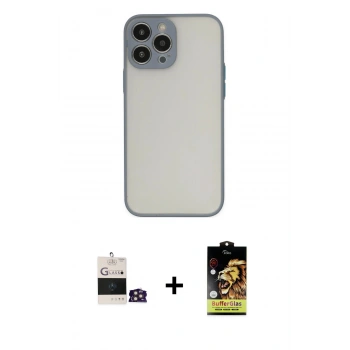 MARSİLYAN™- iPhone 14 Pro Max Kılıf Ahenk Çizgi Serisi - Siyah Buffer Cam Ekran Koruyucu + Bilvis Titan Kamera Lens - GD
