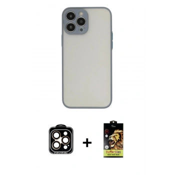 MARSİLYAN™- iPhone 14 Pro Max Kılıf Ahenk Çizgi Serisi - Siyah Buffer Cam Ekran Koruyucu + PVD Metal Kamera Lens - TU