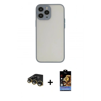 MARSİLYAN™- iPhone 14 Pro Max Kılıf Ahenk Çizgi Serisi - Siyah Buffer Hayalet Cam Ekran Koruyucu + Raze Metal Kamera Lens - GD