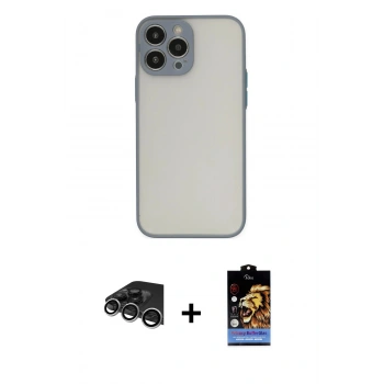 MARSİLYAN™- iPhone 14 Pro Max Kılıf Ahenk Çizgi Serisi - Siyah Buffer Hayalet Cam Ekran Koruyucu + Raze Metal Kamera Lens - GS