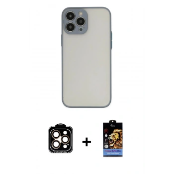 MARSİLYAN™- iPhone 14 Pro Max Kılıf Ahenk Çizgi Serisi - Siyah Buffer Hayalet Cam Ekran Koruyucu + PVD Metal Kamera Lens - TU
