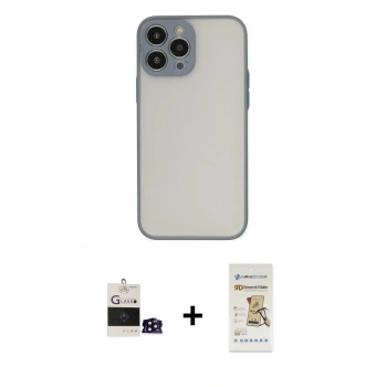 MARSİLYAN™- iPhone 14 Pro Max Kılıf Ahenk Çizgi Serisi - Siyah Mat Seramik Nano Ekran Koruyucu + Bilvis Titan Kamera Lens - SH
