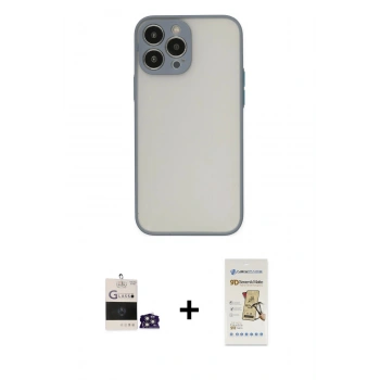 MARSİLYAN™- iPhone 14 Pro Max Kılıf Ahenk Çizgi Serisi - Siyah Mat Seramik Nano Ekran Koruyucu + Bilvis Titan Kamera Lens - GS