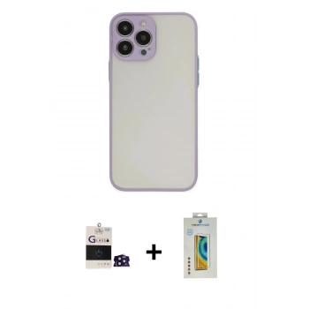 MARSİLYAN™- iPhone 14 Pro Max Kılıf Ahenk Çizgi Serisi - Siyah Polymer Nano Ekran Koruyucu + Bilvis Titan Kamera Lens - DNMR