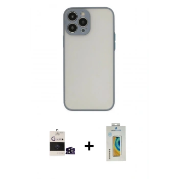 MARSİLYAN™- iPhone 14 Pro Max Kılıf Ahenk Çizgi Serisi - Siyah Polymer Nano Ekran Koruyucu + Bilvis Titan Kamera Lens - SH