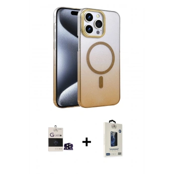 MARSİLYAN™- iPhone 14 Pro Max Kılıf Ahenk Doku Özel Seri - Siyah Bilvis Hayalet Cam Ekran Koruyucu + Bilvis Titan Kamera Lens - SH