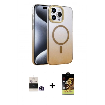 MARSİLYAN™- iPhone 14 Pro Max Kılıf Ahenk Doku Özel Seri - Siyah Buffer Cam Ekran Koruyucu + Bilvis Titan Kamera Lens - SH