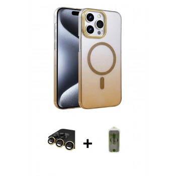 MARSİLYAN™- iPhone 14 Pro Max Kılıf Ahenk Doku Özel Seri - Siyah Joko Magic 5D Hayalet Cam + Raze Metal Kamera Lens - GD