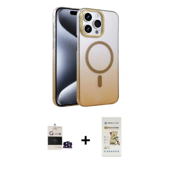 MARSİLYAN™- iPhone 14 Pro Max Kılıf Ahenk Doku Özel Seri - Siyah Mat Seramik Nano Ekran Koruyucu + Bilvis Titan Kamera Lens - SH