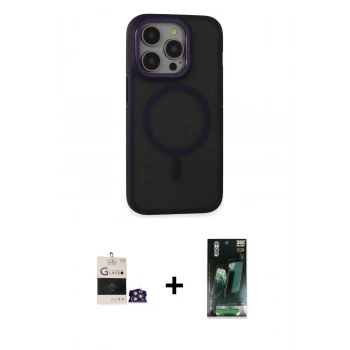 MARSİLYAN™- iPhone 14 Pro Max Kılıf Ahenk Form Serisi - Şeffaf 360 Full Body Arka Koruyucu + Bilvis Titan Kamera Lens - GS