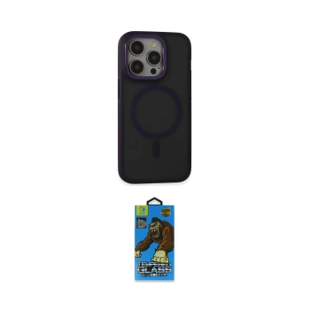MARSİLYAN™- iPhone 14 Pro Max Kılıf Ahenk Form Serisi - Siyah 18D Cam Ekran Koruyucu