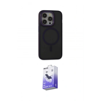 MARSİLYAN™- iPhone 14 Pro Max Kılıf Ahenk Form Serisi - Siyah Bilvis 5in1 5D Magic Hayalet Cam Ekran Koruyucu