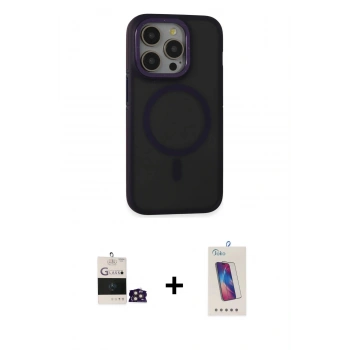 MARSİLYAN™- iPhone 14 Pro Max Kılıf Ahenk Form Serisi - Siyah Joko 5D Cam + Bilvis Titan Kamera Lens - GD