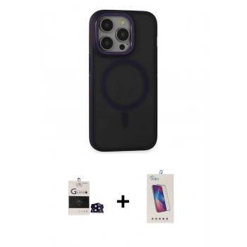 MARSİLYAN™- iPhone 14 Pro Max Kılıf Ahenk Form Serisi - Siyah Joko 5D Cam + Bilvis Titan Kamera Lens - SH