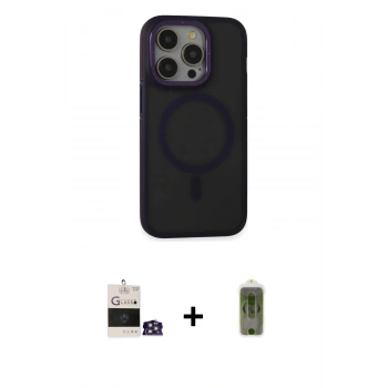 MARSİLYAN™- iPhone 14 Pro Max Kılıf Ahenk Form Serisi - Siyah Joko Magic 5D Hayalet Cam + Bilvis Titan Kamera Lens - GS