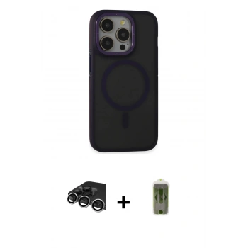 MARSİLYAN™- iPhone 14 Pro Max Kılıf Ahenk Form Serisi - Siyah Joko Magic 5D Hayalet Cam + Raze Metal Kamera Lens - GS