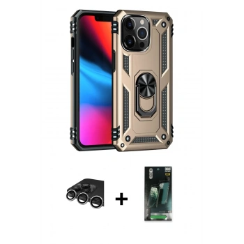 MARSİLYAN™- iPhone 14 Pro Max Kılıf Ahenk Klasik Koleksiyonu - Şeffaf 360 Full Body Arka Koruyucu + Raze Metal Kamera Lens - GS
