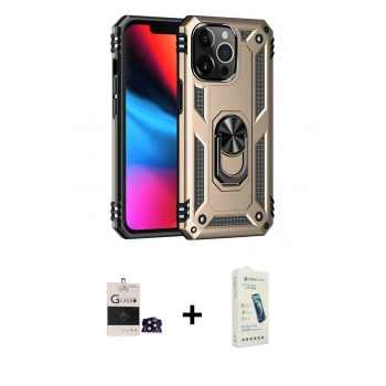 MARSİLYAN™- iPhone 14 Pro Max Kılıf Ahenk Klasik Koleksiyonu - Şeffaf Pasifik Cam Ekran Koruyucu + Bilvis Titan Kamera Lens - SH