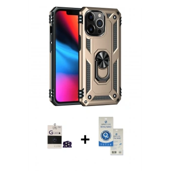 MARSİLYAN™- iPhone 14 Pro Max Kılıf Ahenk Klasik Koleksiyonu - Şeffaf Royal Nano Ekran Koruyucu + Bilvis Titan Kamera Lens - DNMR