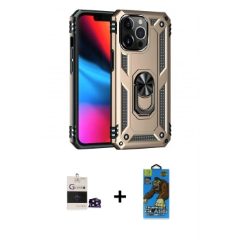 MARSİLYAN™- iPhone 14 Pro Max Kılıf Ahenk Klasik Koleksiyonu - Siyah 18D Cam Ekran Koruyucu + Bilvis Titan Kamera Lens - SH
