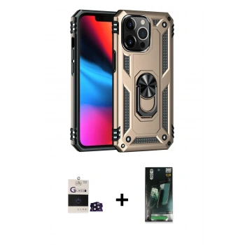 MARSİLYAN™- iPhone 14 Pro Max Kılıf Ahenk Klasik Koleksiyonu - Siyah 360 Mat Full Body Arka Koruyucu + Bilvis Titan Kamera Lens - DNMR