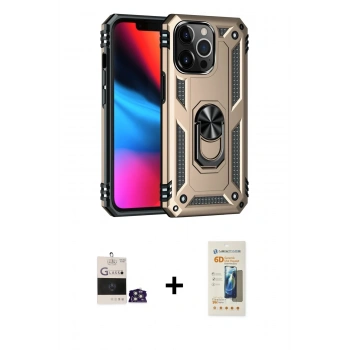 MARSİLYAN™- iPhone 14 Pro Max Kılıf Ahenk Klasik Koleksiyonu - Siyah 6D Mat Seramik Hayalet Nano Ekran Koruyucu + Bilvis Titan Kamera Lens - GS