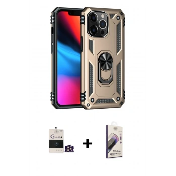 MARSİLYAN™- iPhone 14 Pro Max Kılıf Ahenk Klasik Koleksiyonu - Siyah Bilvis 3D Mat Cam Ekran Koruyucu + Bilvis Titan Kamera Lens - GD