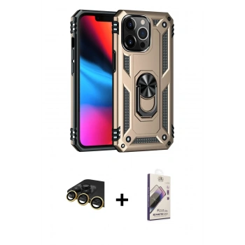 MARSİLYAN™- iPhone 14 Pro Max Kılıf Ahenk Klasik Koleksiyonu - Siyah Bilvis 3D Mat Cam Ekran Koruyucu + Raze Metal Kamera Lens - GD