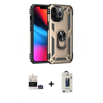 MARSİLYAN™- iPhone 14 Pro Max Kılıf Ahenk Klasik Koleksiyonu - Siyah Bilvis Hayalet Cam Ekran Koruyucu + Bilvis Titan Kamera Lens - GD