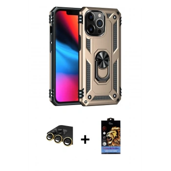 MARSİLYAN™- iPhone 14 Pro Max Kılıf Ahenk Klasik Koleksiyonu - Siyah Buffer Hayalet Cam Ekran Koruyucu + Raze Metal Kamera Lens - GD
