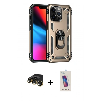 MARSİLYAN™- iPhone 14 Pro Max Kılıf Ahenk Klasik Koleksiyonu - Siyah Joko 5D Cam + Raze Metal Kamera Lens - GD