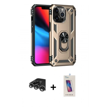 MARSİLYAN™- iPhone 14 Pro Max Kılıf Ahenk Klasik Koleksiyonu - Siyah Joko 5D Cam + Raze Metal Kamera Lens - GS