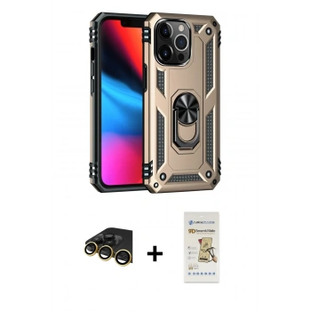 MARSİLYAN™- iPhone 14 Pro Max Kılıf Ahenk Klasik Koleksiyonu - Siyah Mat Seramik Nano Ekran Koruyucu + Raze Metal Kamera Lens - GD