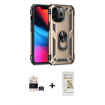 MARSİLYAN™- iPhone 14 Pro Max Kılıf Ahenk Klasik Koleksiyonu - Siyah Mat Seramik Nano Ekran Koruyucu + Bilvis Titan Kamera Lens - SH