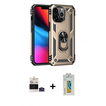 MARSİLYAN™- iPhone 14 Pro Max Kılıf Ahenk Klasik Koleksiyonu - Siyah Polymer Nano Ekran Koruyucu + Bilvis Titan Kamera Lens - DNMR