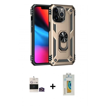 MARSİLYAN™- iPhone 14 Pro Max Kılıf Ahenk Klasik Koleksiyonu - Siyah Polymer Nano Ekran Koruyucu + Bilvis Titan Kamera Lens - GD