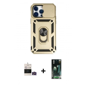 MARSİLYAN™- iPhone 14 Pro Max Kılıf Ahenk Klasik - Şeffaf 360 Full Body Arka Koruyucu + Bilvis Titan Kamera Lens - GD