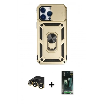 MARSİLYAN™- iPhone 14 Pro Max Kılıf Ahenk Klasik - Siyah 360 Mat Full Body Arka Koruyucu + Raze Metal Kamera Lens - GD