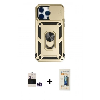 MARSİLYAN™- iPhone 14 Pro Max Kılıf Ahenk Klasik - Siyah 6D Mat Seramik Hayalet Nano Ekran Koruyucu + Bilvis Titan Kamera Lens - DNMR