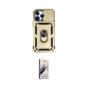 MARSİLYAN™- iPhone 14 Pro Max Kılıf Ahenk Klasik - Siyah Bilvis 3D Mat Cam Ekran Koruyucu
