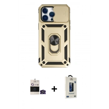 MARSİLYAN™- iPhone 14 Pro Max Kılıf Ahenk Klasik - Siyah Bilvis Hayalet Cam Ekran Koruyucu + Bilvis Titan Kamera Lens - DNMR