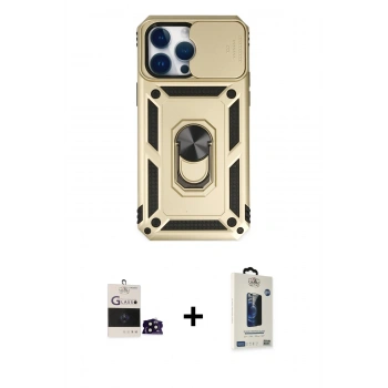 MARSİLYAN™- iPhone 14 Pro Max Kılıf Ahenk Klasik - Siyah Bilvis Hayalet Cam Ekran Koruyucu + Bilvis Titan Kamera Lens - SH