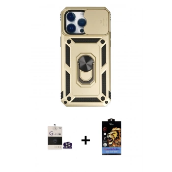 MARSİLYAN™- iPhone 14 Pro Max Kılıf Ahenk Klasik - Siyah Buffer Hayalet Cam Ekran Koruyucu + Bilvis Titan Kamera Lens - GS