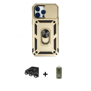 MARSİLYAN™- iPhone 14 Pro Max Kılıf Ahenk Klasik - Siyah Joko Magic 5D Hayalet Cam + Raze Metal Kamera Lens - GS