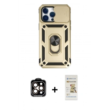 MARSİLYAN™- iPhone 14 Pro Max Kılıf Ahenk Klasik - Siyah Mat Seramik Nano Ekran Koruyucu + PVD Metal Kamera Lens - TU