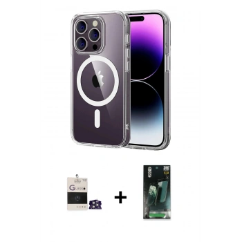 MARSİLYAN™- iPhone 14 Pro Max Kılıf Ahenk Minimal Serisi - Siyah 360 Mat Full Body Arka Koruyucu + Bilvis Titan Kamera Lens - GS