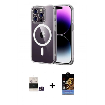 MARSİLYAN™- iPhone 14 Pro Max Kılıf Ahenk Minimal Serisi - Siyah Buffer Hayalet Cam Ekran Koruyucu + Bilvis Titan Kamera Lens - GD